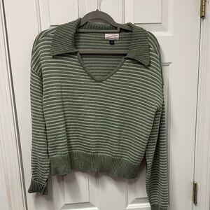 Universal Thread Olive Striped V-Neck Sweater